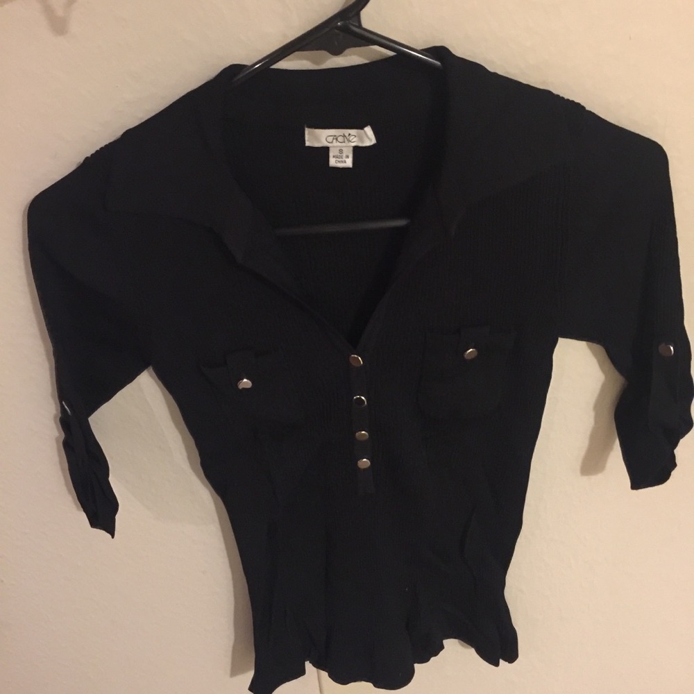 Black stretchy cotton sweater tee